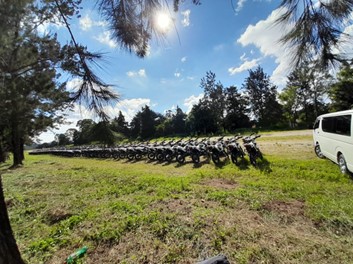 Motorcycles lined up